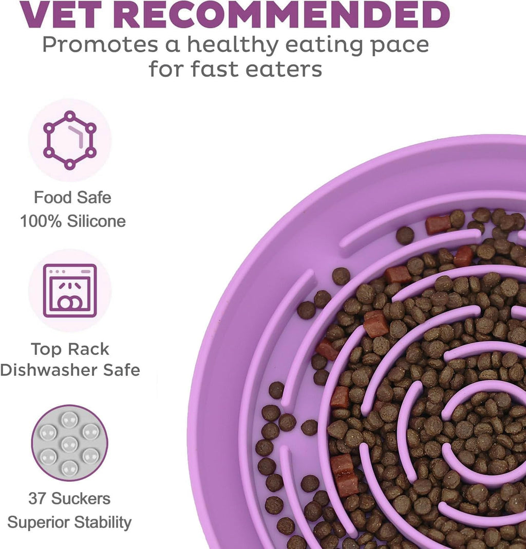 Slow feeder dog bowls, interactive silicone dog feeding bowls for dogs & cats, slow feeder non-slip with suction cups, anti-choking, non BPA, reduces boredom, anxiety, dishwasher microwave safe - view 3