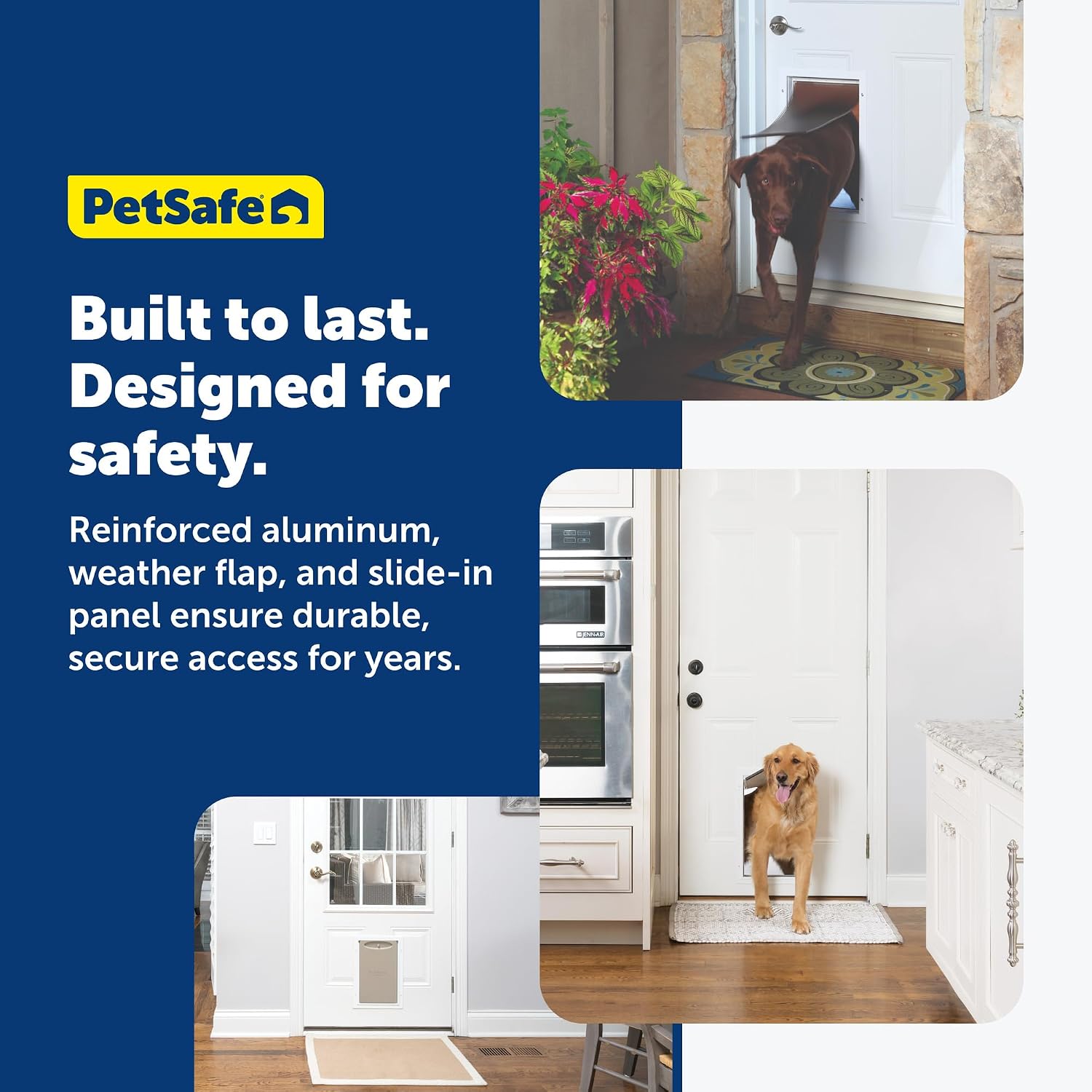 Freedom Aluminum Dog & Cat Door, Pets up to 100 lbs, Large, White | Solid Aluminum Frame with Reinforced Corners, Flap Opening 10.25" W x 16.25" H, Fits Doors 3/8-2 in Thick - view 5