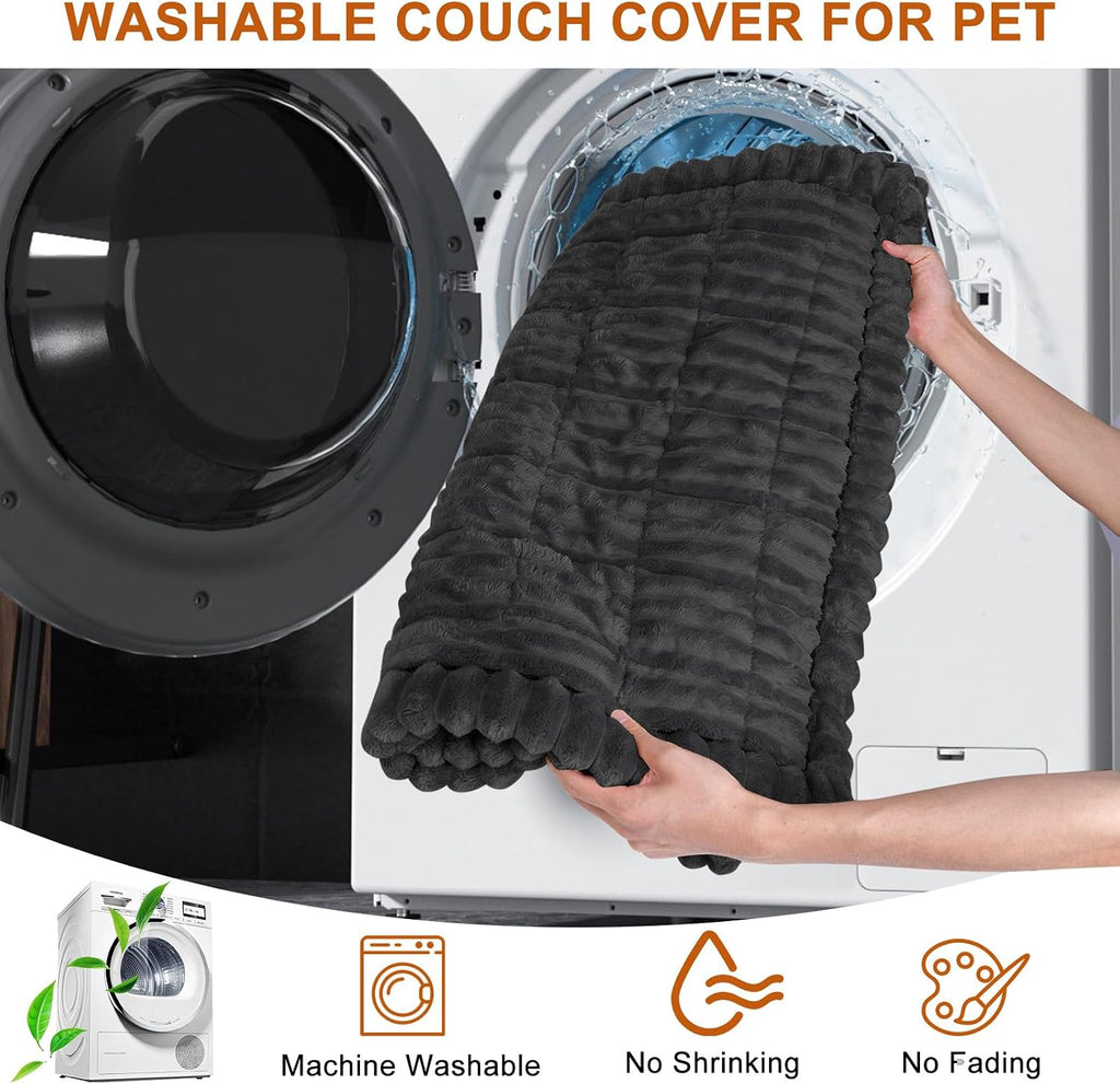 Couch Cover for Dogs Washable, Sofa Cover Protector for l Shape, Non Slip Dog Blanket Cover, Friendly Pet Mat Bed for Outdoor, Soft (Dark Gray, 27.6" x 59") - view 4