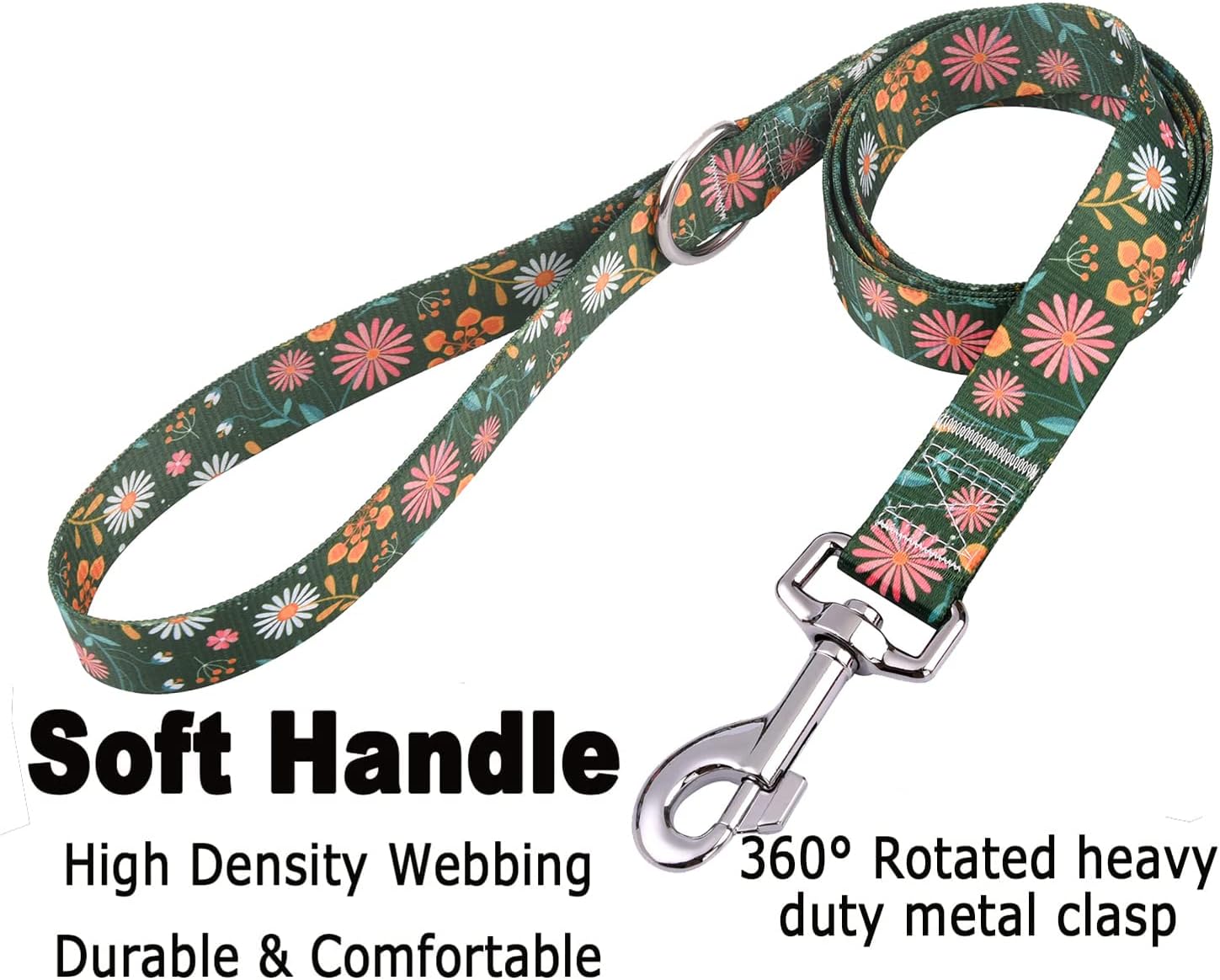 Dog Collar and Leash Set, for Small Dogs, Green Floral Set,S | with Floral Patterns, Adjustable for Small Medium Large Dogs, Comfortable for Walks and Outdoor Hikes - view 4