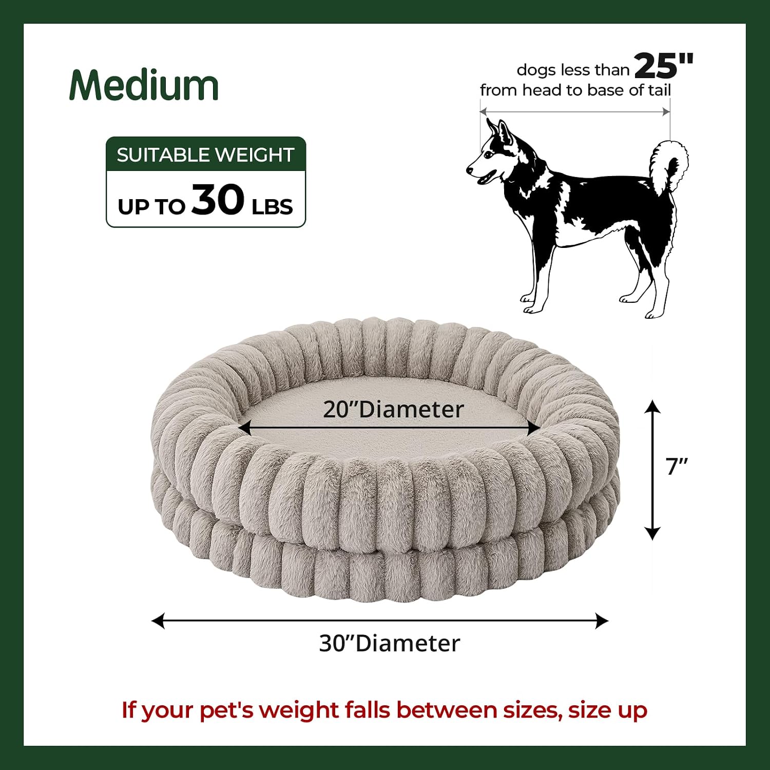 Luxury donut dog bed, 30 inches round dog bed medium size dogs washable, orthopedic calming dogs bed for pets with anti-slip bottom, oatmeal - view 5