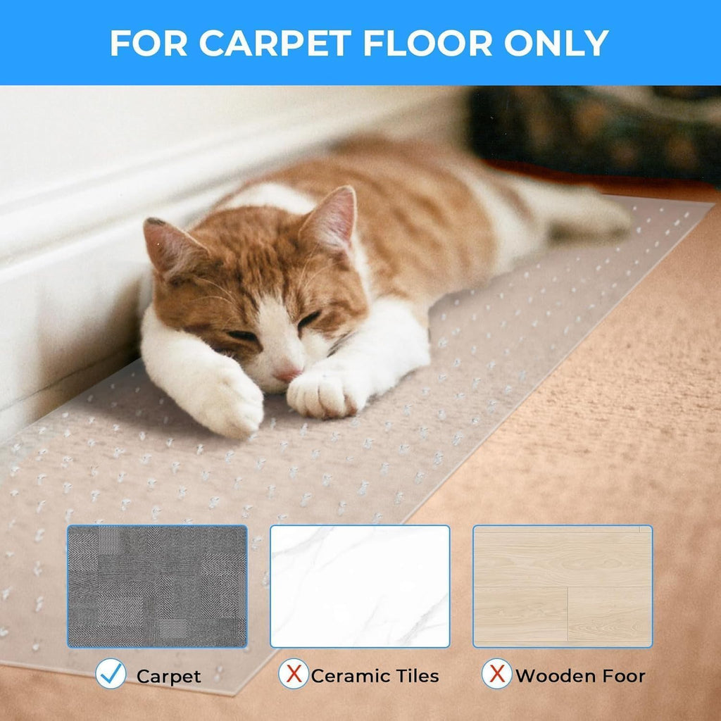 Pet Carpet Protector for Doorways - 14.9”x43.3” Clear Heavy-Duty PVC Scratch Guard | Waterproof, Non-Toxic, Cut-to-Fit Runner for Dogs & Cats (Stops Scratching, Stains) (Clear, 1 PC) - view 5