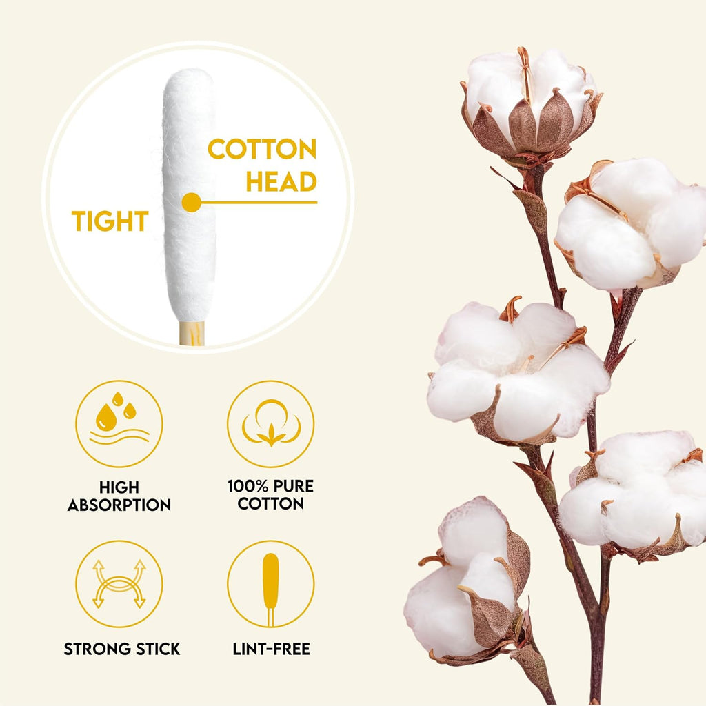 6-Inch Long Cotton Tips for Cleaning Dogs' Ears | Extra-Long Cotton Swabs for Dog Ear Cleaning | Eco-Friendly Dog Ear Swabs & Pads | Organic Bamboo & Cotton | 100-Pack - view 3