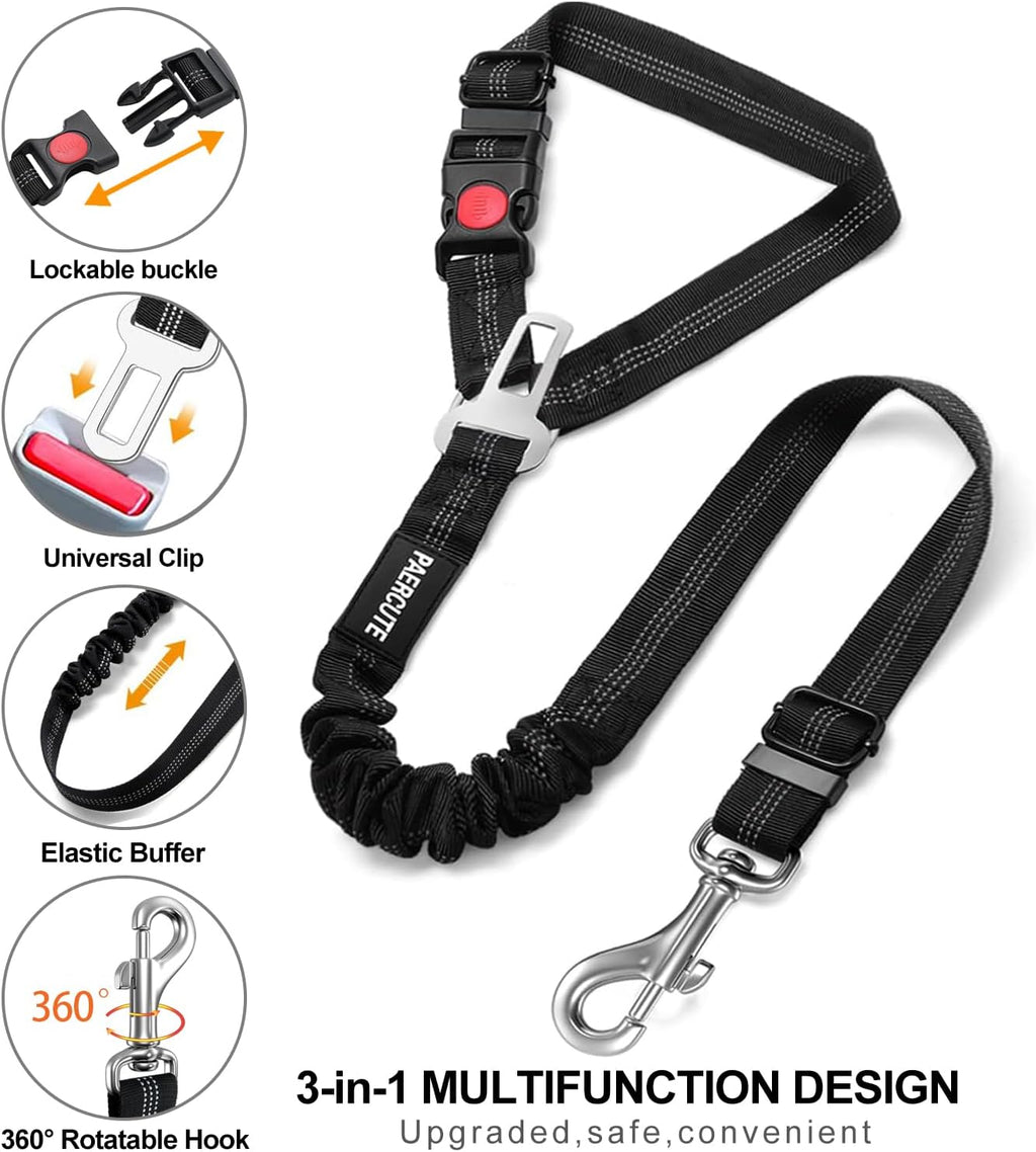 3 Piece Set Dog Seat Belt Retractable Dog Car Seatbelts Adjustable Pet Seat Belt for Vehicle Headrest Restraint Adjustable Heavy Duty & Elastic & Durable Car Harness for Dogs - view 4