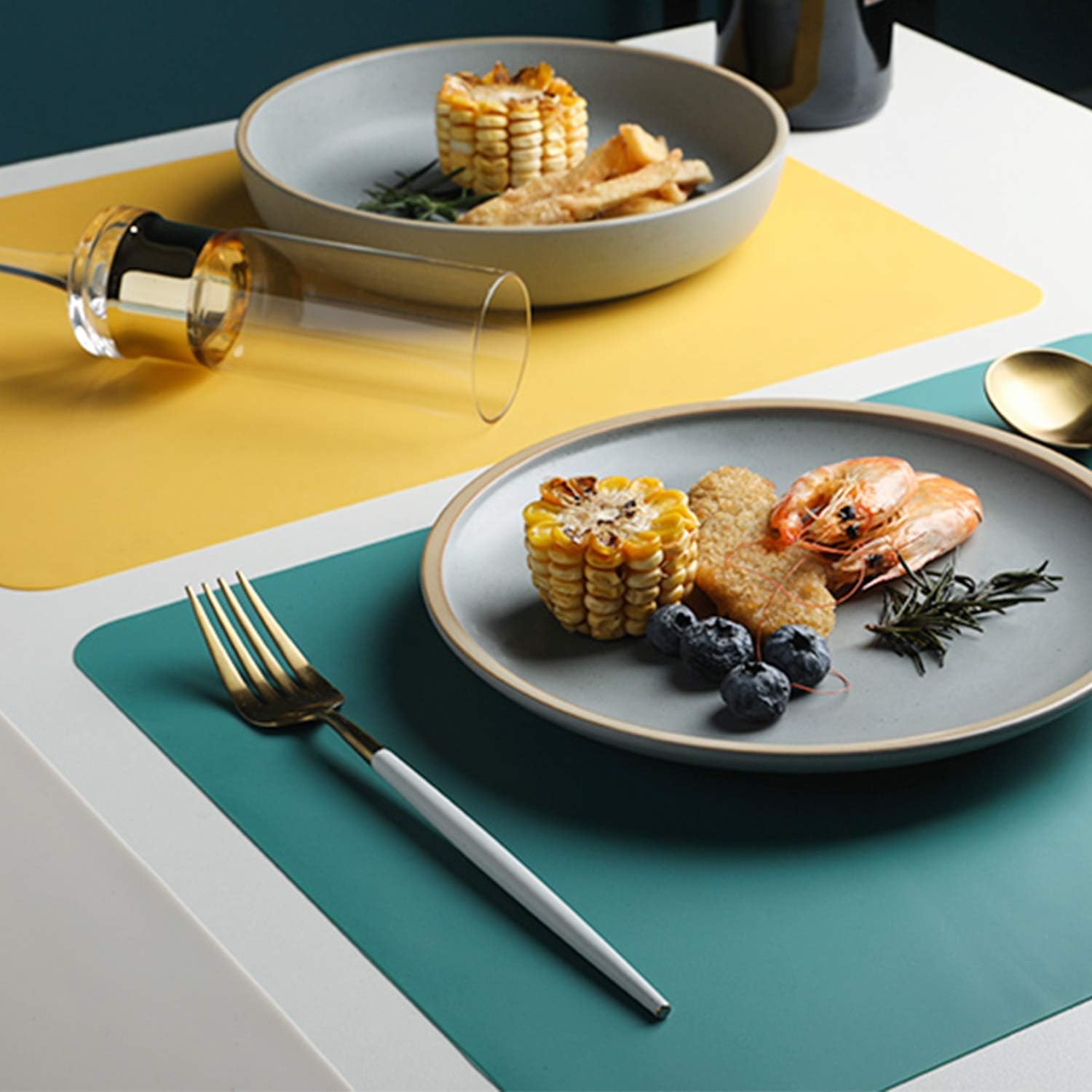 Silicone placemats, food-grade non-slip waterproof, dining, stain resistant, countertop protector, kitchen counter mat, heat resistant, baking mat dishwasher safe (15.7x11.8inch-4pack, black) - view 3