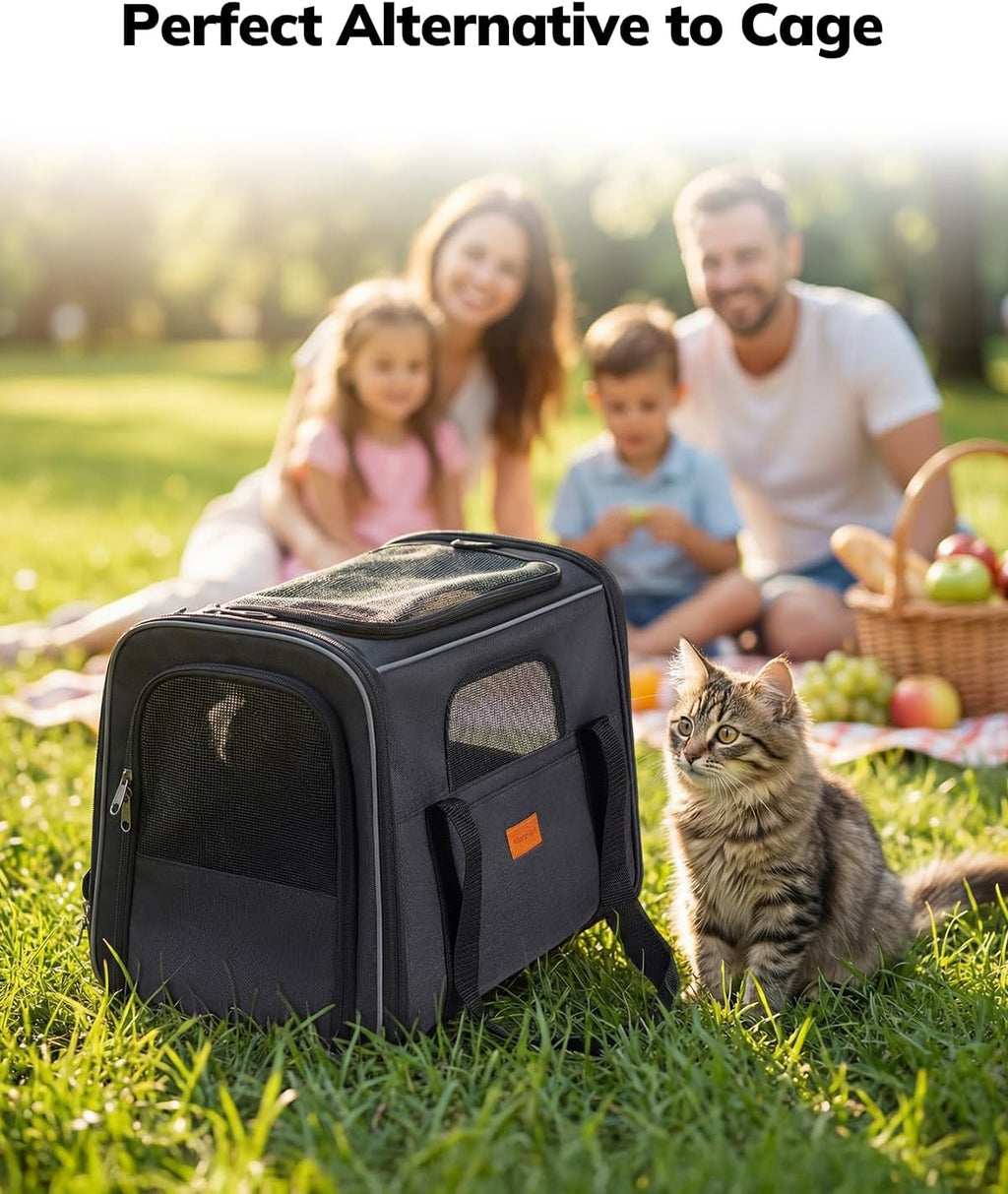Cat Carrier - Cat Carrier Soft for Medium or Large Cats up to 20lbs, with Dual-Sided Cushion, Secure Buckle and Foldable Bowl, Dog Carriers for Small Dogs - Pet Carrier (Dark Gray) | with Dual-Sided Cushion, Secure Buckle and Foldable Bowl, Dog Carriers f - view 7
