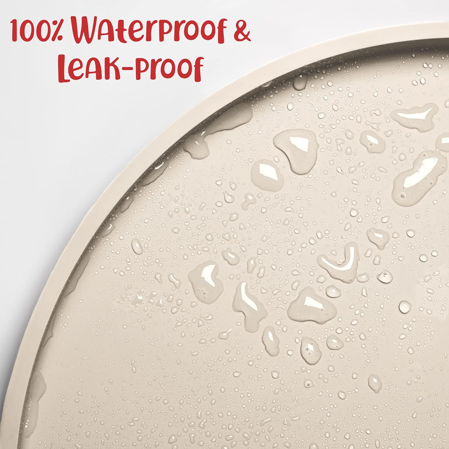 Dog Food Mat - Waterproof Dog Bowl Mat, Silicone Pet Mat for Food and Water Bowls, Nonslip Pet Feeding Mat with Edges, Dogs Food Mats for Floors, Puppy Supplies (Small, White Sand) - view 4