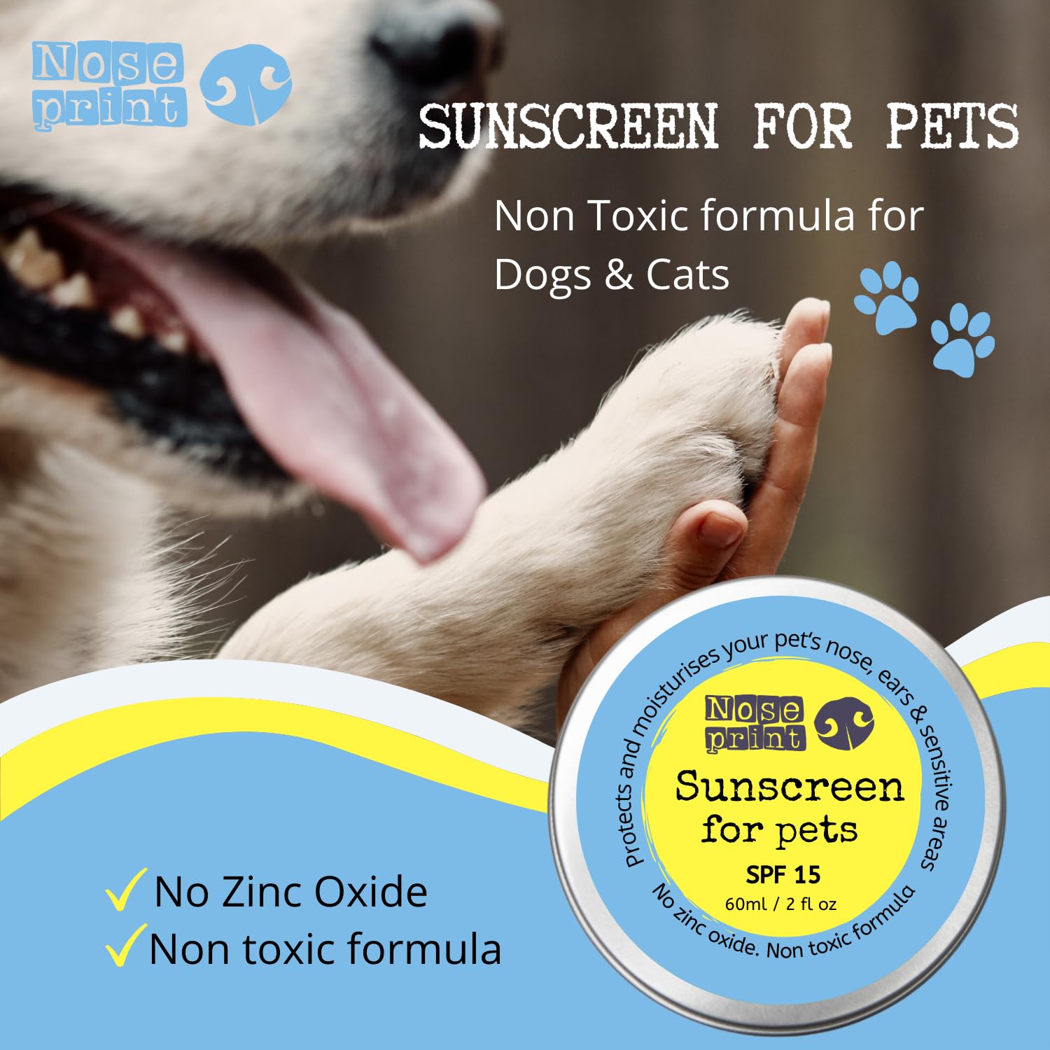Pet sunscreen balm, 60ml, SPF 15, moisturizing, eco-friendly tin, non-toxic formula for dogs and cats - view 7