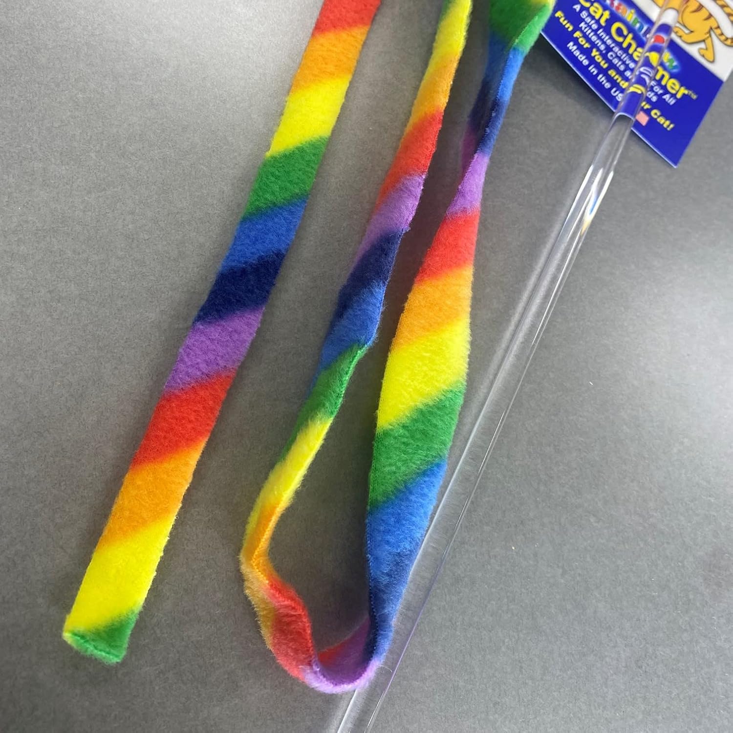 Products Rainbow Cat Wand Charmer, Safe Teaser Wand for Indoor Cats & Kittens, Flexible Exercise Toy Made of Multicolor Fabric Ribbon, For Medium Breeds - view 8
