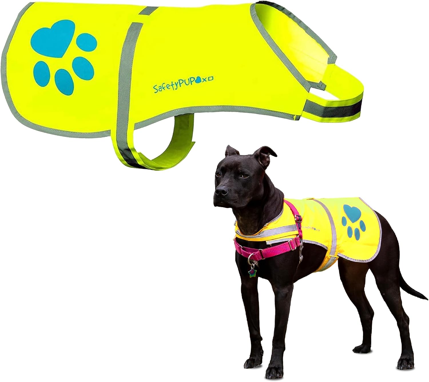 Reflective dog vest, hi vis safety gear for low-light morning & night walks | dog safety vest brings peace of mind. Waterproof, fluorescent visibility jacket protects your pet on trails & near traffic