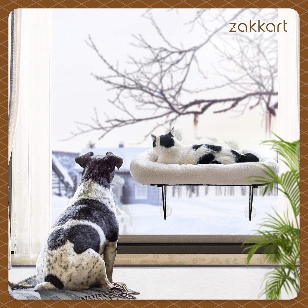 Cat Window Perch - 100% Metal Supported from Below - Comes with Warm Spacious Pet Bed - Cat Window Hammock for Large Cats & Kittens - for Sunbathing, Napping & Overlooking (White) - view 6