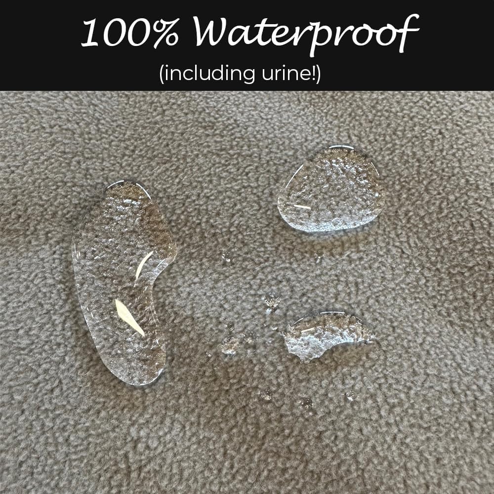100% waterproof furniture cover for dogs & cats, incontinence protector for bed sofa couch recliner, soft washable microfleece blanket, 70x120, buff-clay - view 5