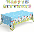 Bluey Birthday Banner and Bluey Tablecloth - Birthday Decorations for Party | Officially Licensed Bluey Party Decorations, 54 x 84-Inch Table Cloth and 6-Foot Banner