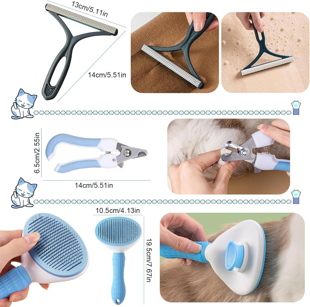 Kitten starter kit, 37 pcs of kitten starter kit for indoor kittens, cat essentials including cat bed, carrier, litter mat, litter box, collar, bowls, cat toys and others (blue) | cat starter kit includes bed, carrier, litter mat, litter box, collar, bow - view 5