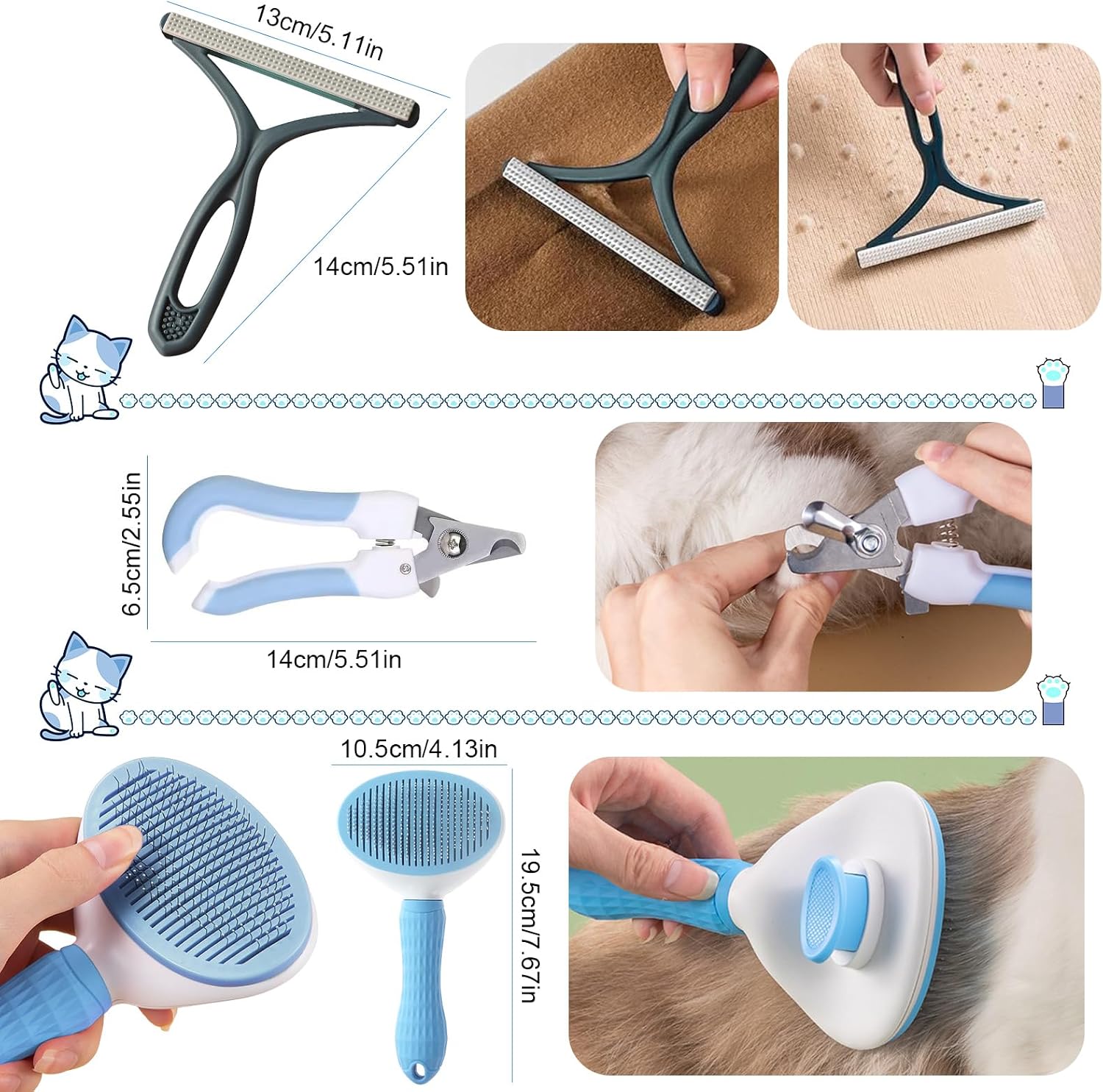 Kitten starter kit, 37 pcs of kitten starter kit for indoor kittens, cat essentials including cat bed, carrier, litter mat, litter box, collar, bowls, cat toys and others (blue) | cat starter kit includes bed, carrier, litter mat, litter box, collar, bow - view 5