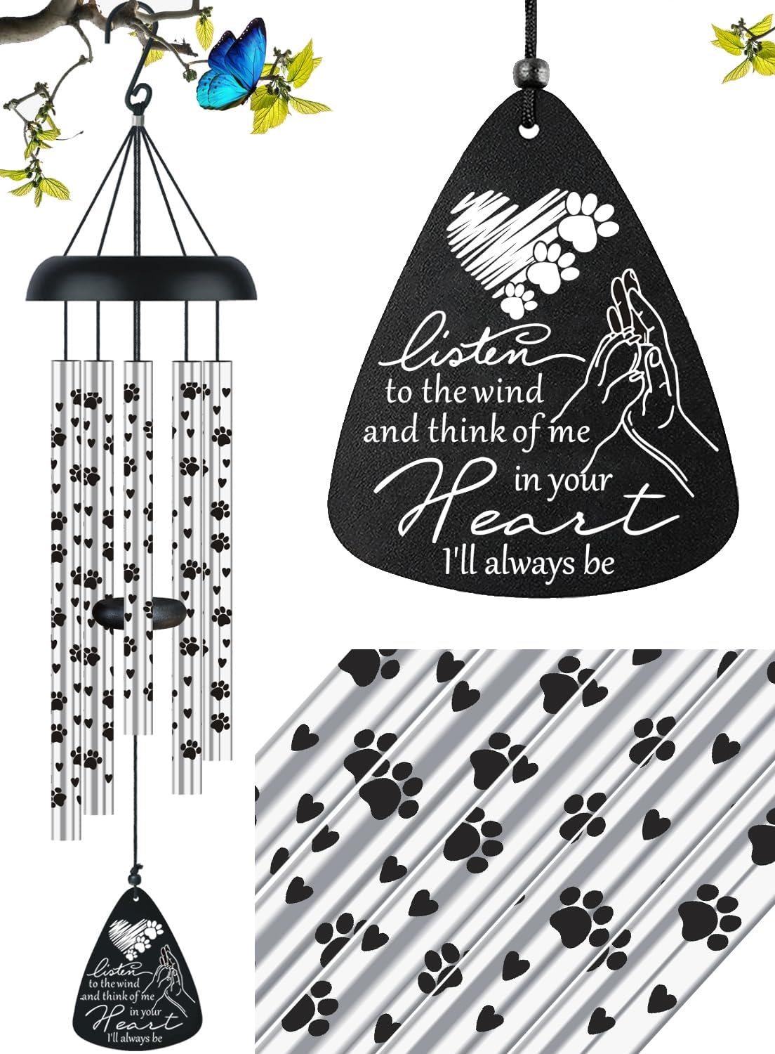 Dog Memorial Gifts for Loss of Dog Pet Bereavement Sympathy Gift Memorial Gifts for Dogs Wind Chime in Memory of Dog Remembrance Passing Away Gift, 32 inch