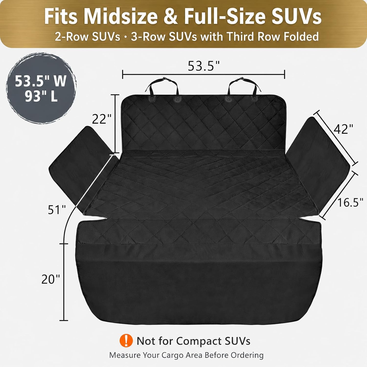SUV Cargo Liner for Dogs - Trunk Cover with Bumper Flap Protector | Waterproof Pet Cargo Cover with Side Flaps, Non-Slip Trunk Mat, Rear Dog Car Seat Cover Prevents Scratches Pet Hair Mud Dirt - view 2