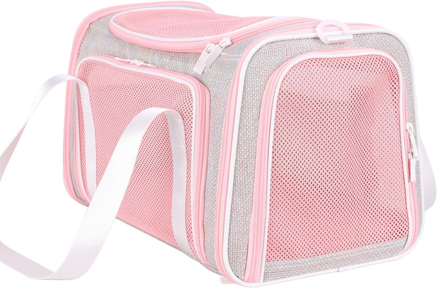 Soft cute travel pet carrier bag for medium cats, kitty and puppy, fantasy pink, M