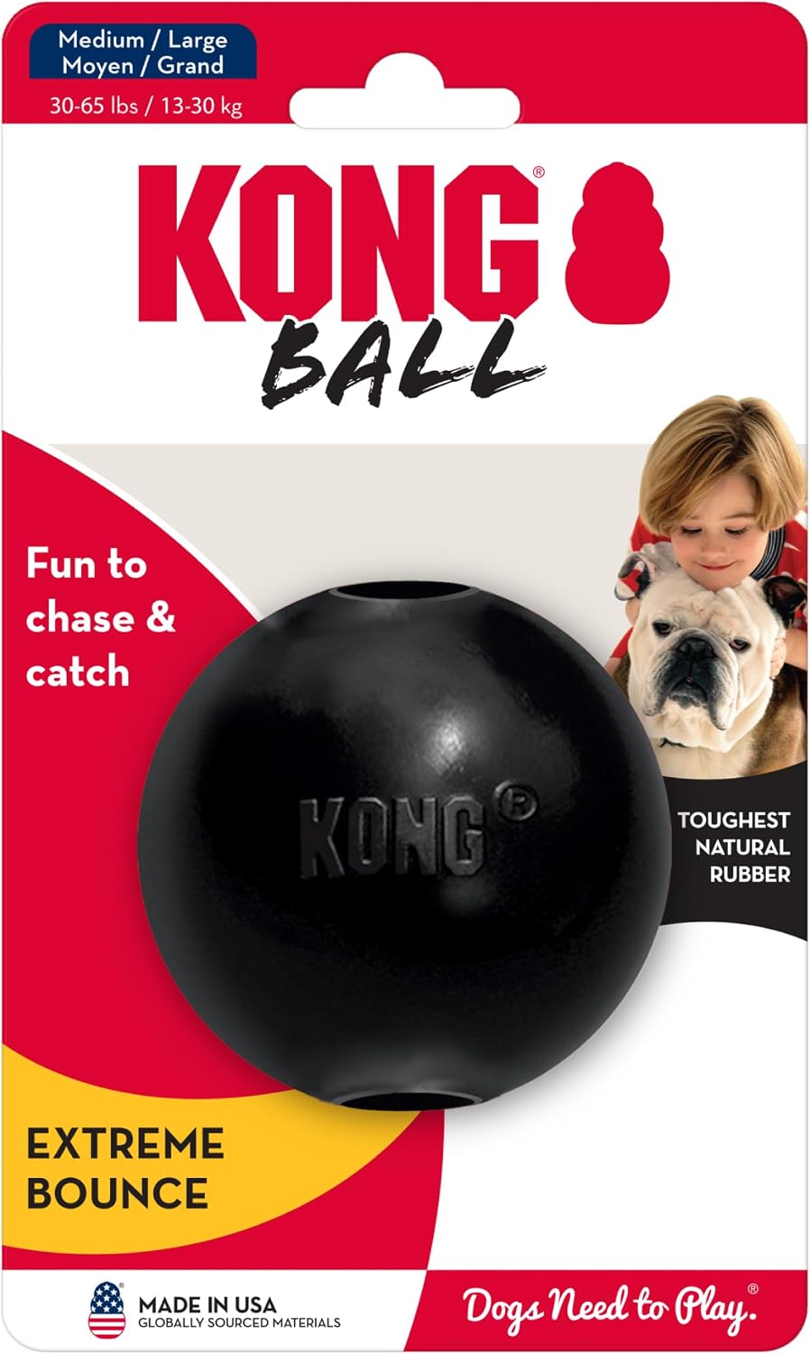 Extreme Ball with Hole, Rubber Fetch Toy, Black, for Large/Medium Dogs | Made from Most Durable Extreme Rubber, a Fetch Ball with a Hole for Training & Interactive Play - view 5