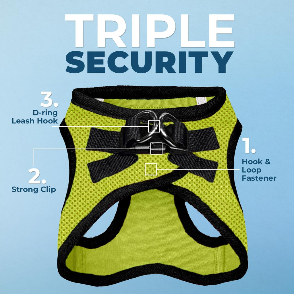 Voyager Step-in Air All Weather Mesh Harness and Reflective Dog 5ft Leash Combo with Neoprene Handle, for Small, Medium and Large Breed Puppies - Lime/Black Trim, Small - view 2