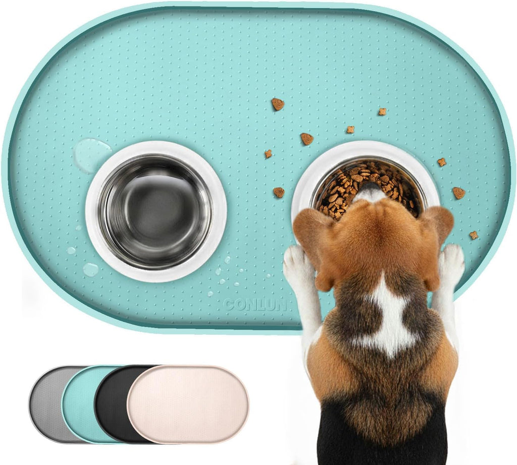 Silicone Dog Food Mat,1/2 Inch Raised Edges Waterproof Rubber Pet Feeding Mat for Dog and Cat, Anti-Slip Pet Bowl Mat,Dishwasher Safe