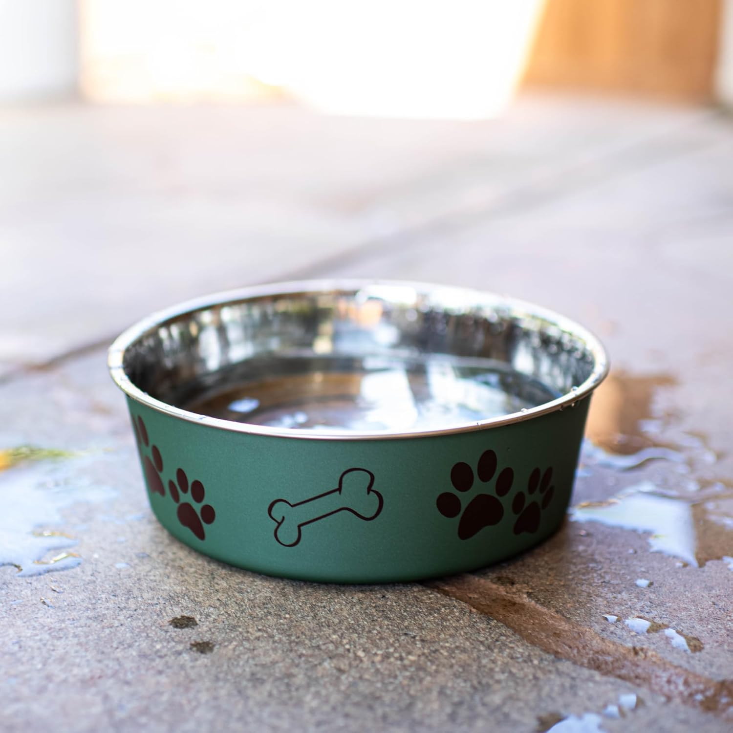 Bella Dog Bowls- Stainless Steel Dog & Cat Bowls - Spill Proof Dog Food Bowl, Cat Bowl, Puppy Essentials & Pet Supplies Great for Home & Travel (Small 10-20 lbs, Artichoke) - view 6