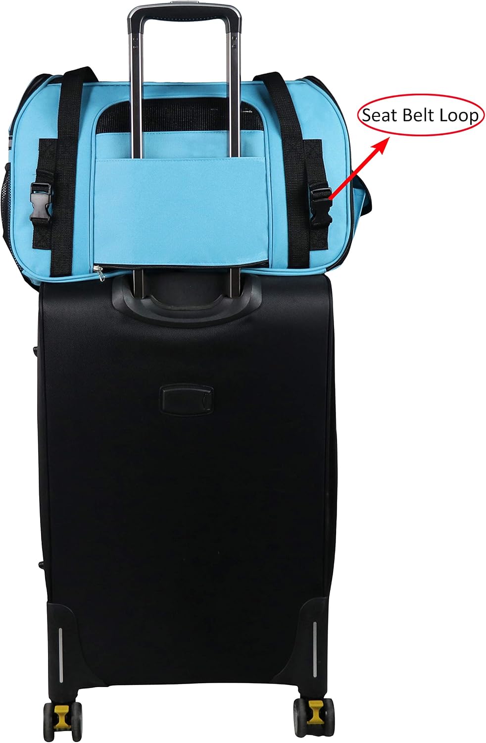 Soft-sided pet carrier for cats & small dogs (3-year warranty) | airline approved, removable bed & cover, built-in leash, luggage sleeve, seat belt loop, waterproof, durable, foldable - view 5