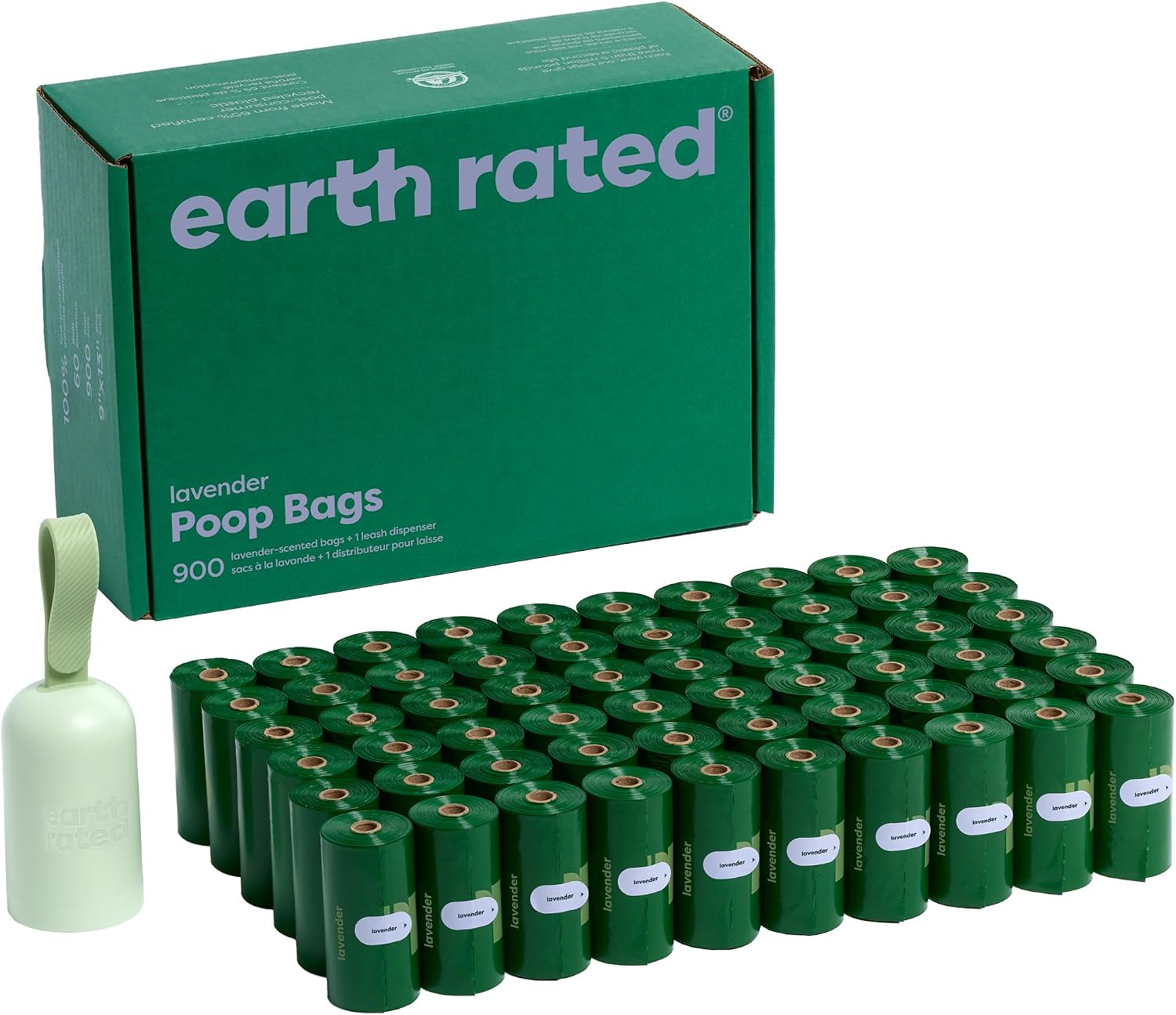 Dog Poop Bag Holder, 1 Dispenser and 900 Bags, Lavender | Durable and Guaranteed Leakproof Poop Bags