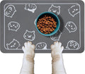 Cat Food Mat for Pet Dog Feeting Mats, Cat Mat for Food and Water, Non-Slip Super Absorbent, with Multiple cat Heads Logo，18.1 x 11.8 inches, Dark Grey