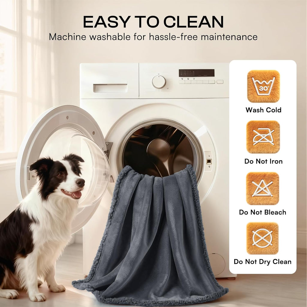 Waterproof Pet Blanket, Liquid Pee Proof Dog Blanket for Sofa Bed Couch, Reversible Sherpa Fleece Furniture Protector Cover for Small Medium Large Dogs Cats, Dark Gray Small（40" x 28"） | waterproof pet blanket sherpa fleece reversible couch cover bed prot - view 8