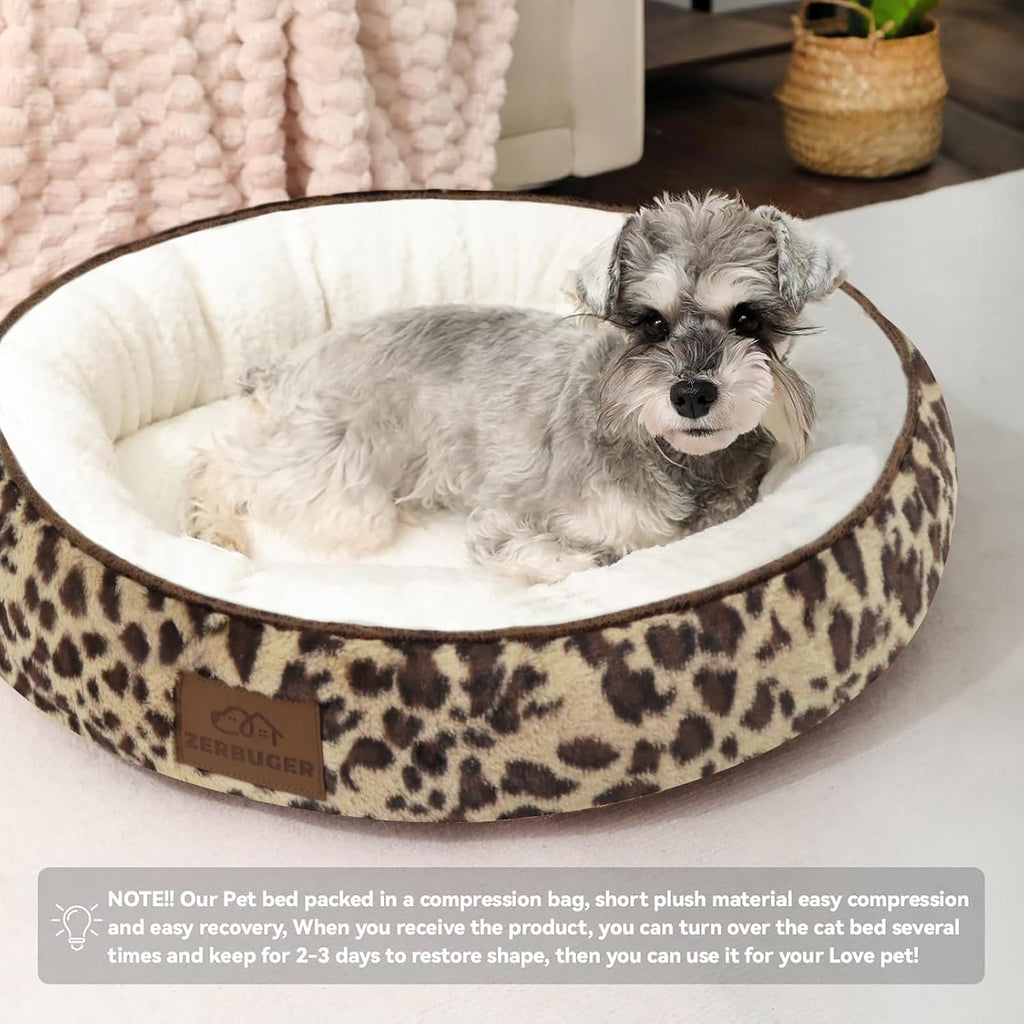 20in Leopard Round Cat Dog Bed Gift for Large Medium Small Dogs Cats, Machine Washable Sleeping Sofa, Non-Slip Bottom Breathable Soft Calming Pet Cuddler for Indoor/Outdoor/Car/Cage - view 8