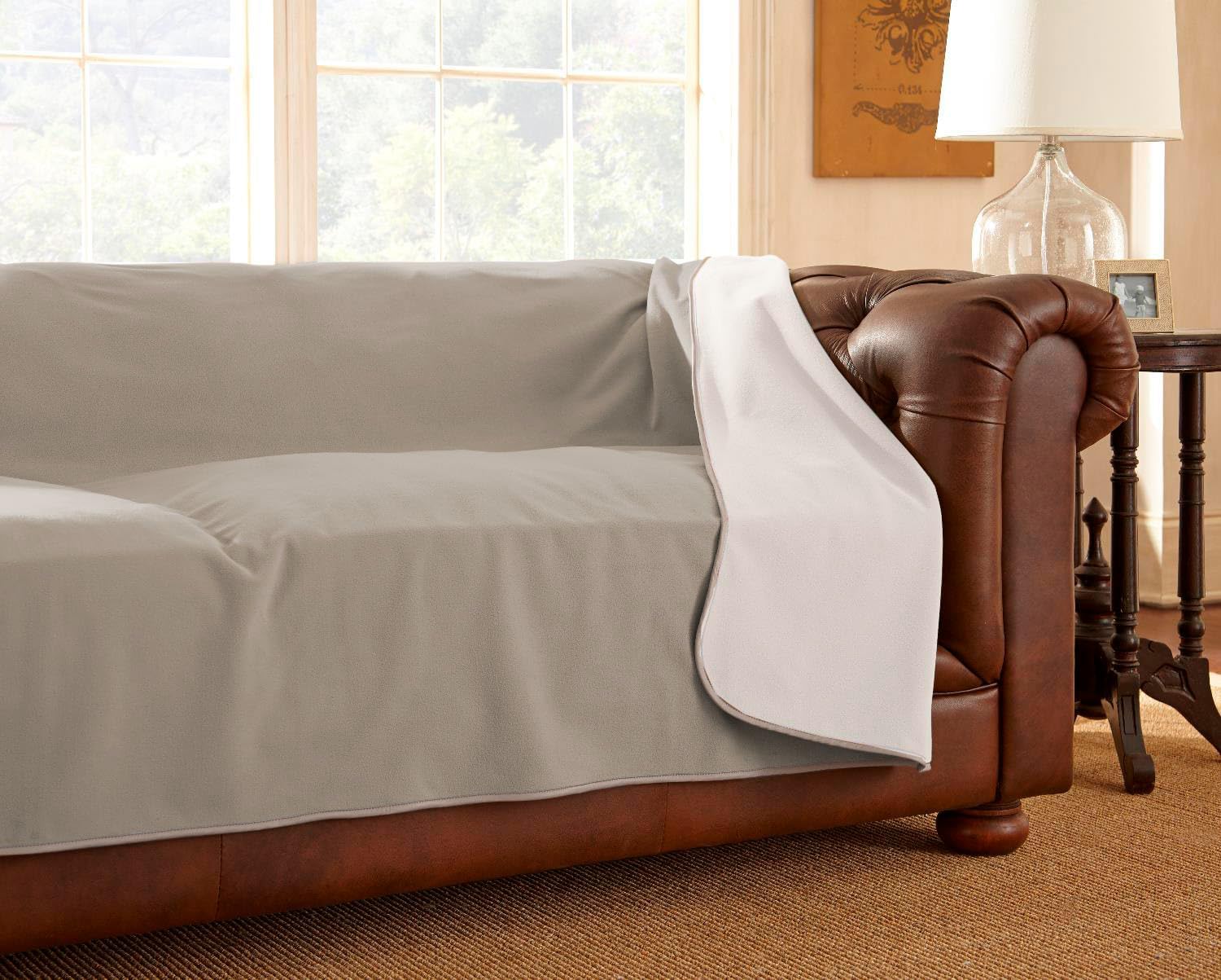 100% waterproof furniture cover for dogs & cats, incontinence protector for bed sofa couch recliner, soft washable microfleece blanket, 70x120, buff-clay - view 2