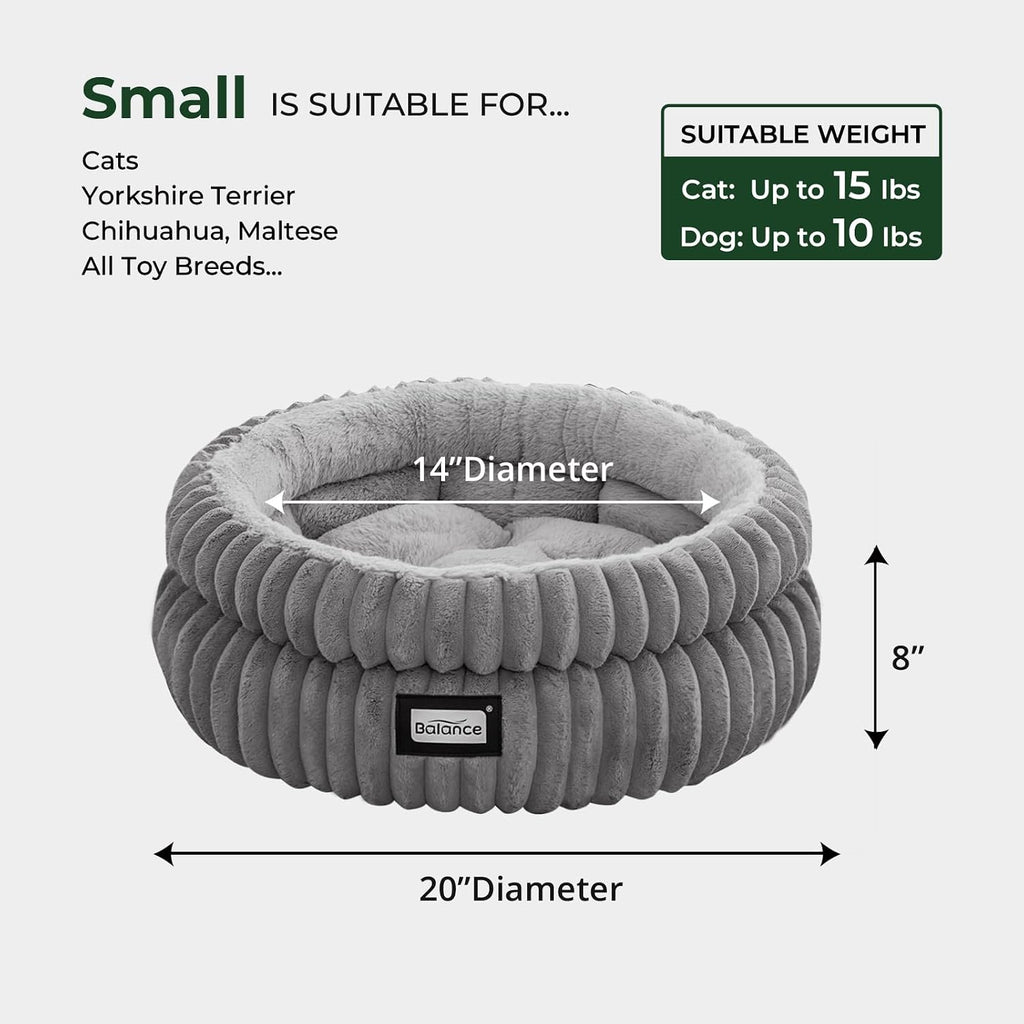 Cat Bed Kitten Bed, Washable Round Cat Beds for Indoor Cats, Super Soft Plush Faux Fur Pet Bed for Puppy and Kitten with Anti-Slip Bottom - view 5