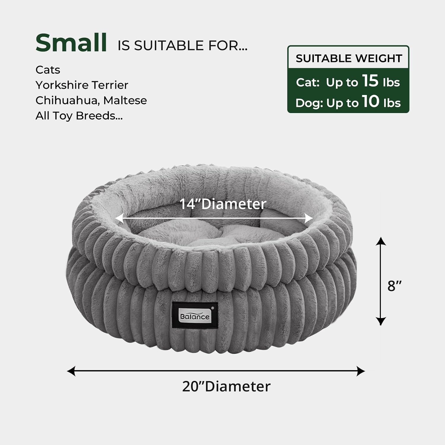 Cat Bed Kitten Bed, Washable Round Cat Beds for Indoor Cats, Super Soft Plush Faux Fur Pet Bed for Puppy and Kitten with Anti-Slip Bottom - view 5