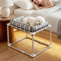 Bedside Cosleeper Dog Bed with Bloster, Height Elevated Pillow Bed Dog | Extension Attached to Human Bed for Dog Cat, Window Perch Bedside Lounge Elevated, Stainless Steel, Anti-Slip Feet