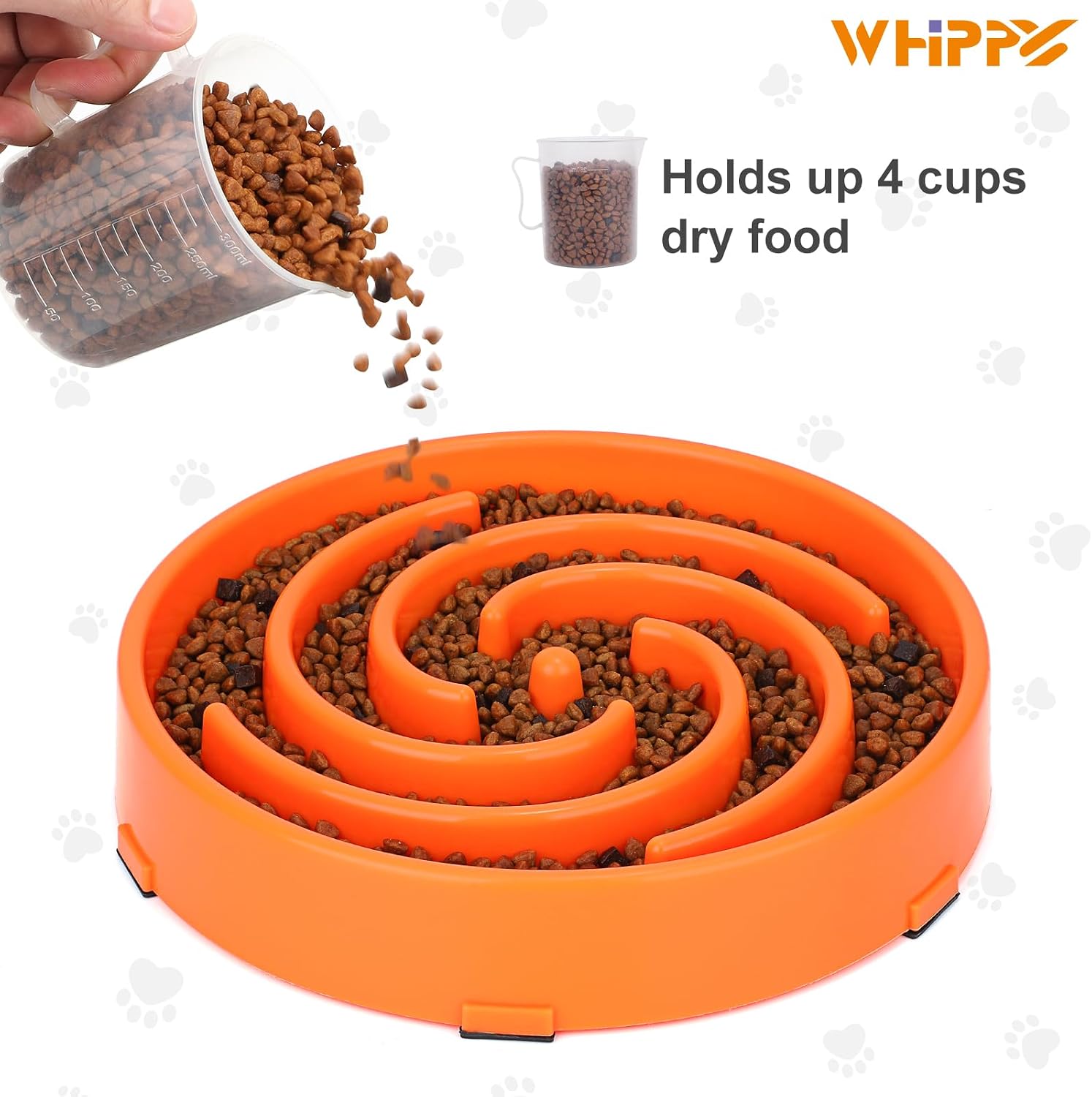 Slow feeder large dog bowl - non slip maze puzzle bowl for medium dogs, prevents bloat & choking, orange - view 5