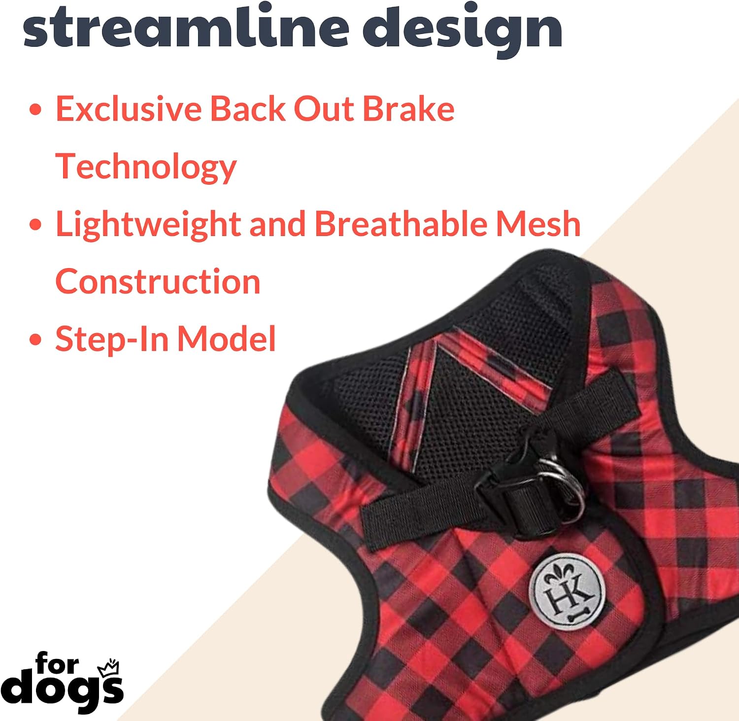 Hudson Harness, High Street Plaid, X-Small | Easy Control Step-in Mesh Vest Harness for Dogs with Reflective Strips for Safety, H&K Training Harness for Dogs - view 6