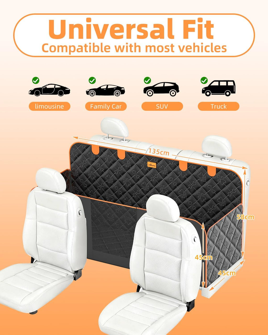 Dog car seat cover 100% waterproof scratchproof dog hammock 600D for car back seat nonslip with mesh window car seat protector for dogs pets universal fits for most cars trucks SUV - view 8