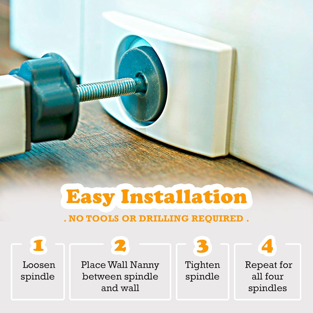 Baby Gate Wall Protector (Made in USA) Protects Walls and Doorways from Pet Gates - for Pressure Mounted Indoor Safety Baby Gates - White - view 4