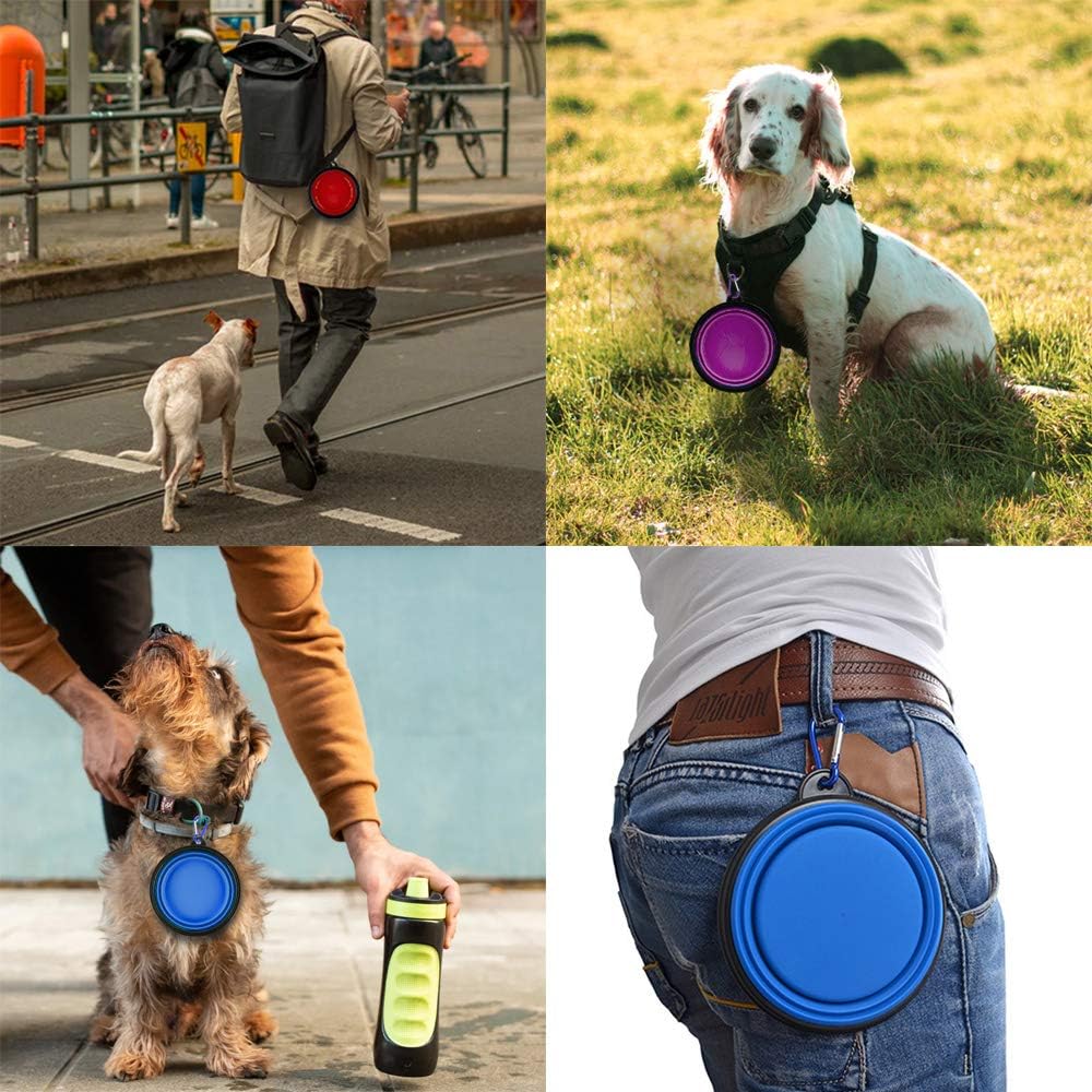 Collapsible dog bowls - 4 pack, portable travel water and food bowl with carabiner clip for dogs and cats - ideal for walking, traveling, and hiking - view 3