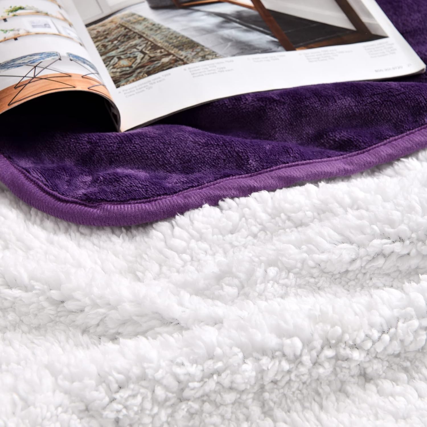 Waterproof blanket for bed couch sofa, soft liquid pee proof pet blanket for dog puppy cat, reversible sherpa fleece furniture protector (dark purple, 50x60 inches) - view 6