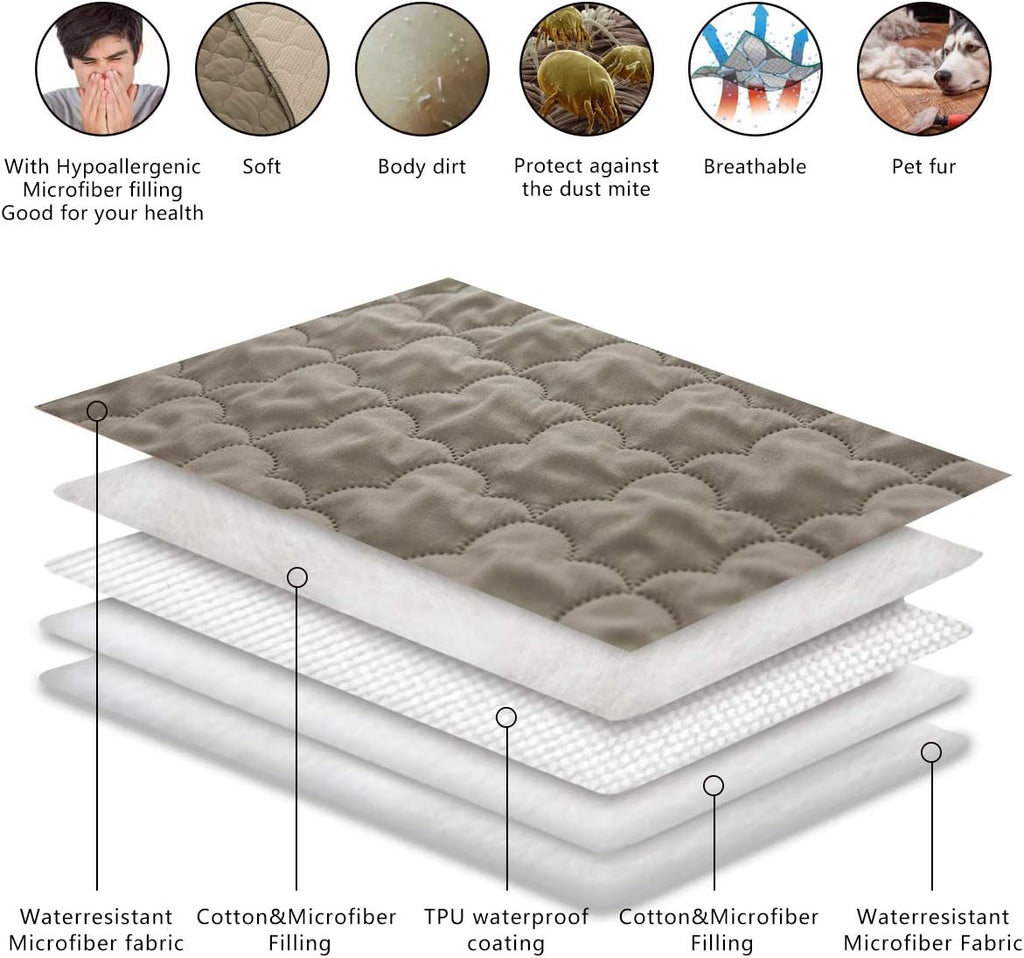 Dog Bed Cover Washable Pee Pads Dog Blankets for Puppy Large Dog Cat,Sofa Reversible Changing Pad Reusable 1 Piece（68"x82",Beige+Sand+Sand） - view 5