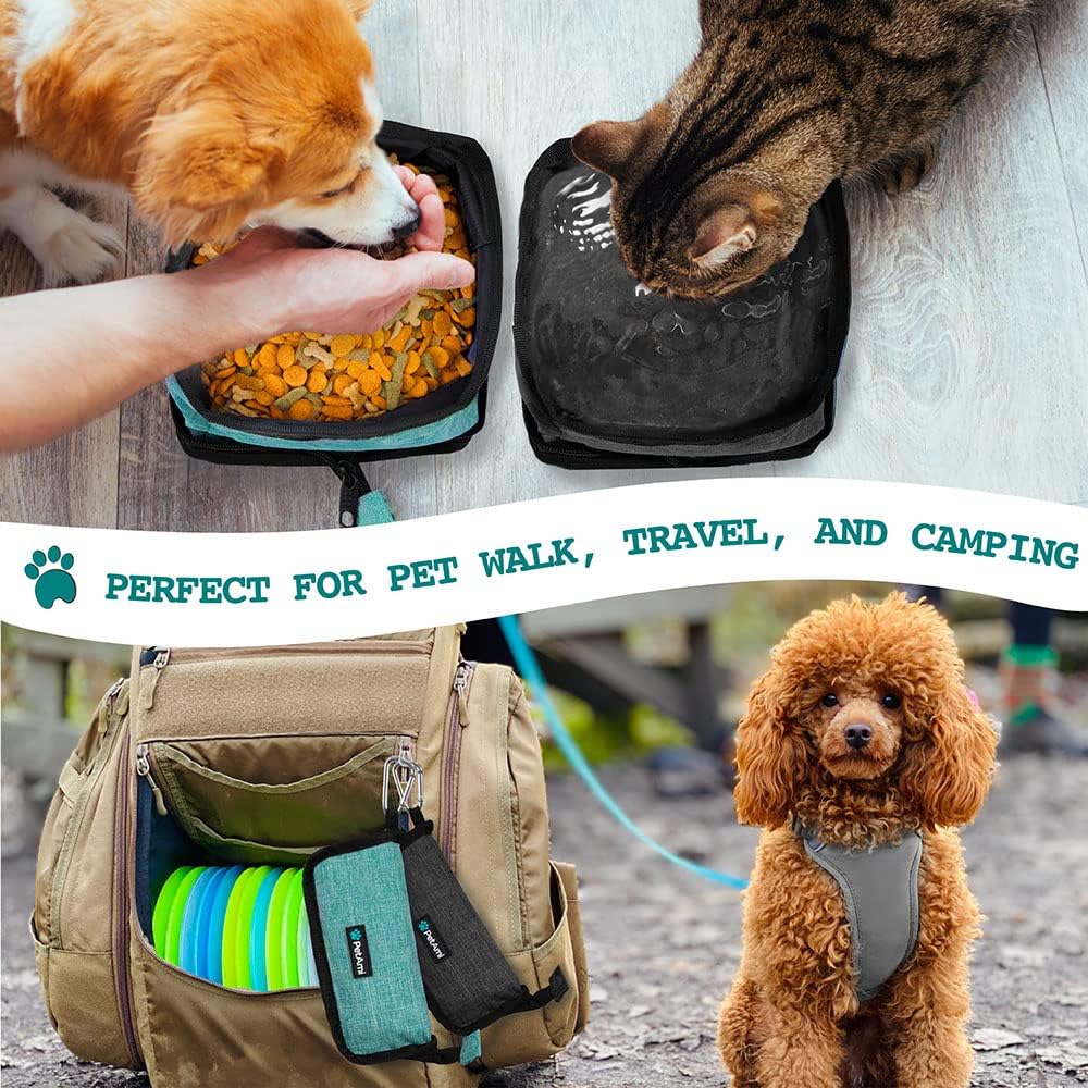 Collapsible Dog Bowls 2 Pack, Food and Water Bowls Travel Set, Portable Pet Dish No Spill, Foldable Lightweight BPA Free Leakproof Bowls, Camping Hiking Walking Outdoor Gear Accessories, Blue - view 6