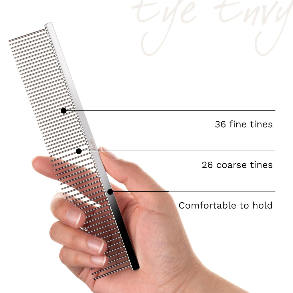 ProGlide Detangling Comb for Dogs and Cats. Dual-sided 7.5” Greyhound-style comb with 30mm rounded teeth. Gentle on your pet, it glides through dense coats without damaging hair or skin. - view 7