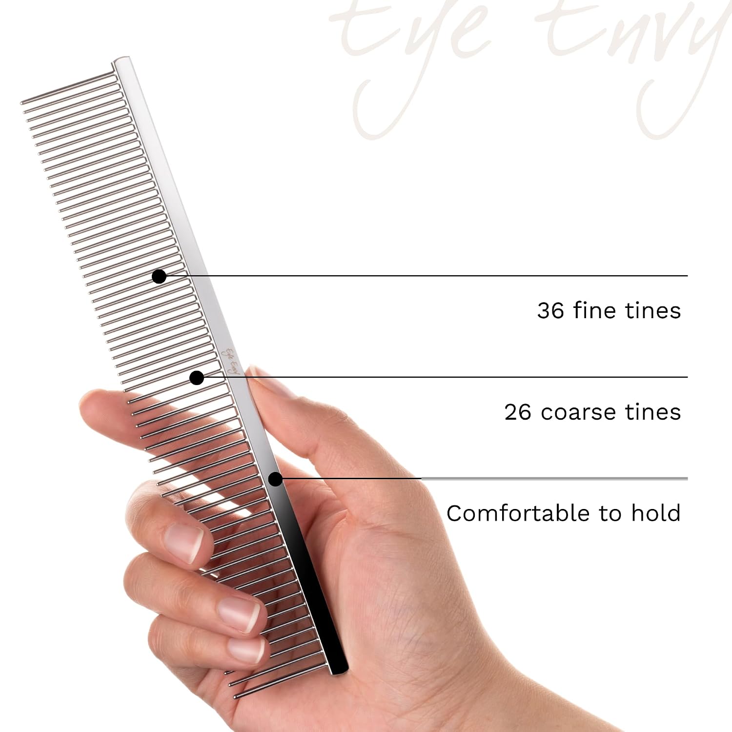 ProGlide Detangling Comb for Dogs and Cats. Dual-sided 7.5” Greyhound-style comb with 30mm rounded teeth. Gentle on your pet, it glides through dense coats without damaging hair or skin. - view 7
