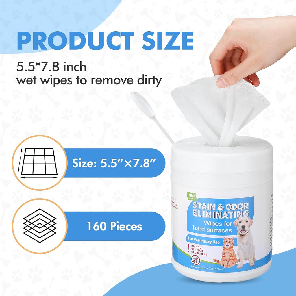 2 Pack/ 320 Count Litter Box Scrubbing Wipes, Cat Litter Box Cleaning Wipes, Unscented Cleaner & Deodorizer Canister Pet Urine Floor Cleaner Wipe for Kennels Pet Cleaning Supplies - view 2