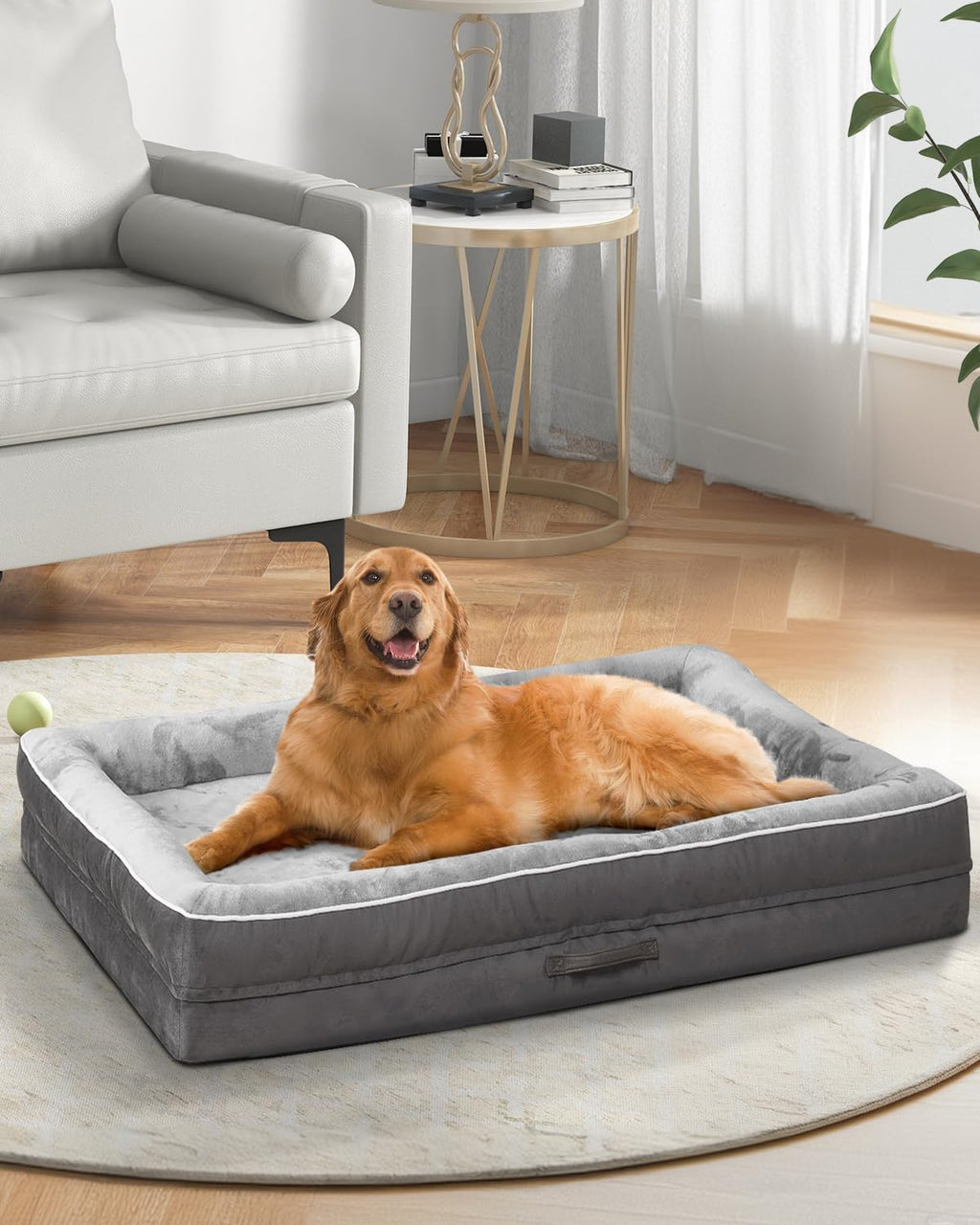 Orthopedic Dog Bed XL, Four-Sided Dog Sofa, Washable Cover, Gray