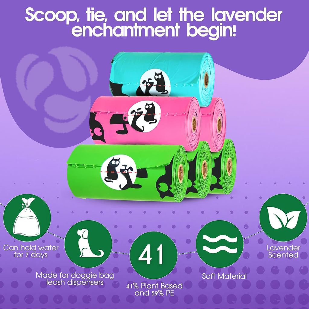 Dog Poop Bags Rolls, 720 Count, Lavender Scented, Colorful - view 5