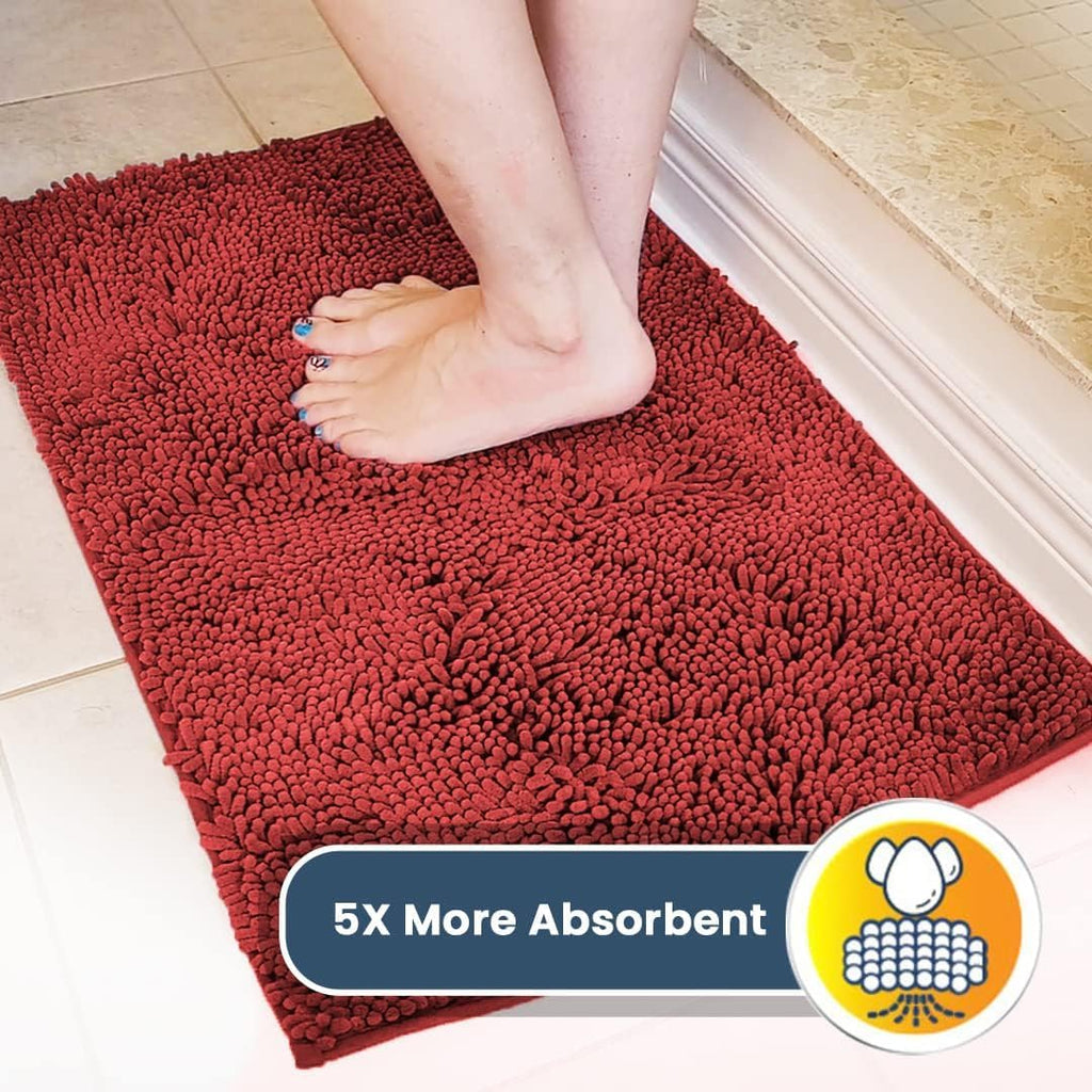 Super Water Absorbent Door Mat Indoor, Microfiber Quick Dry Chenille Entryway Rug, Slip Resistant Front Door Mat, Indoor Mats for Entryway, Machine Washable Pet Rug, Red 36"x72" - view 4