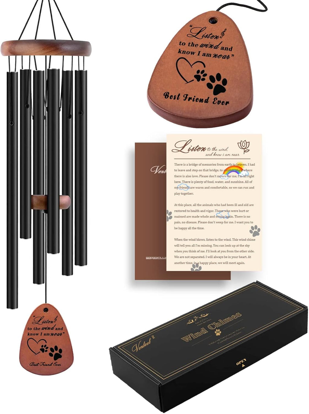 Pet Memorial Wind Chime, 28" Dog Memorial Gifts for Loss of Dog, Pet Loss Sympathy Bereavement Remembrance Gift - view 2